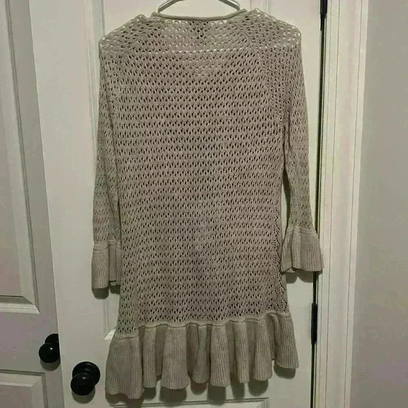 Vintage Cupio Ruffle Y2K Neutral light soft Sweater size L Boutique Style - Picture 2 of 8